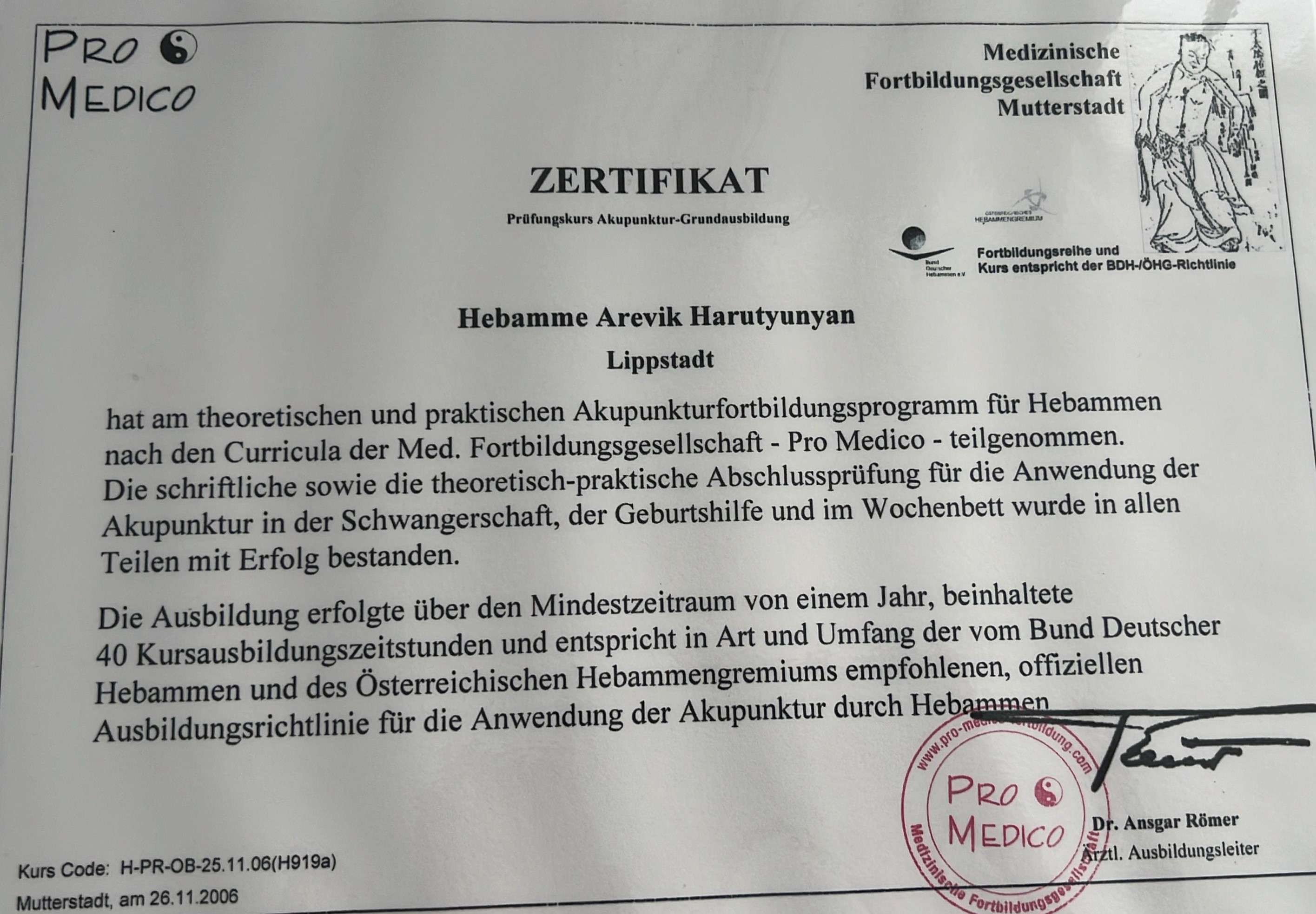Zertifikat 2006